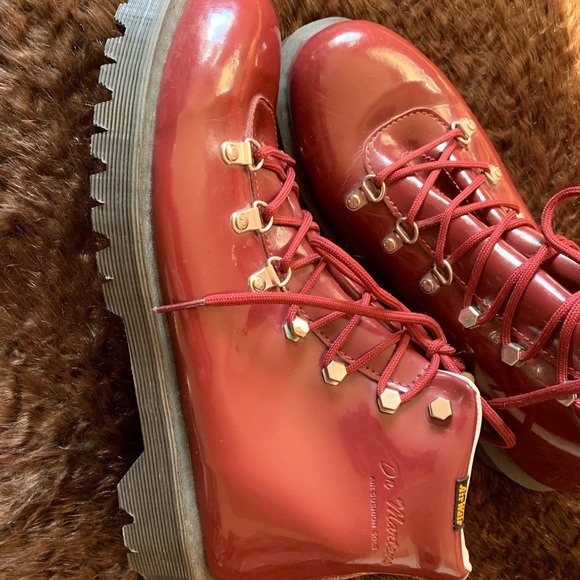 Dr. Martens Holt hiker deep red patent leather, UK9.  Gently worn 1 or 2 times. - Picture 5 of 9